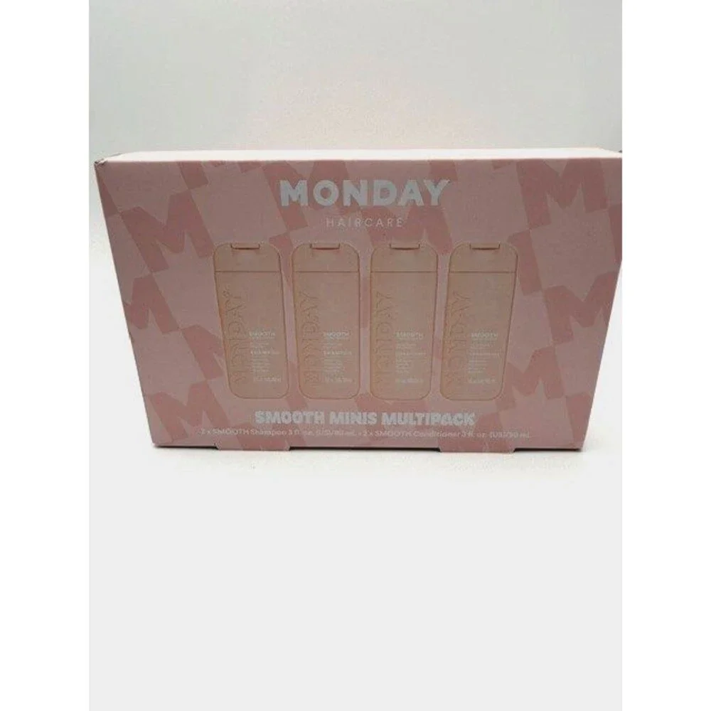 NEW Monday Haircare Smooth Minis Multipack Travel Shampoo Conditioner Set 4pc
